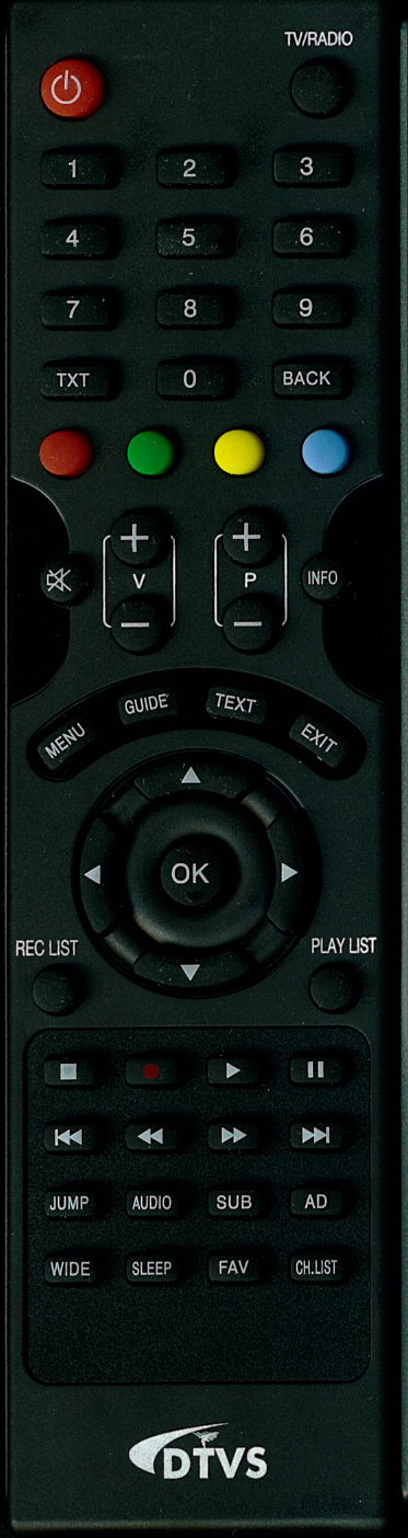 Remote Control for DTVS-T1 - Click Image to Close